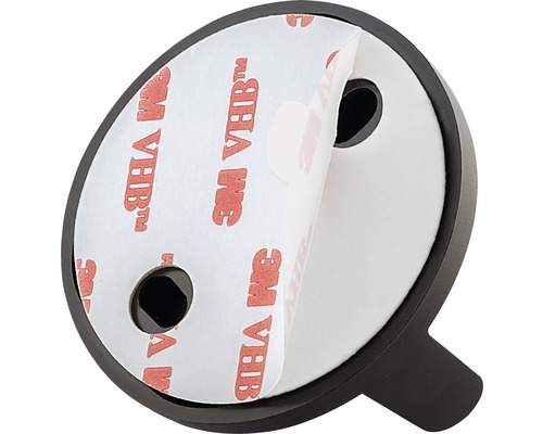 Patère murale noire avec surface adhésive