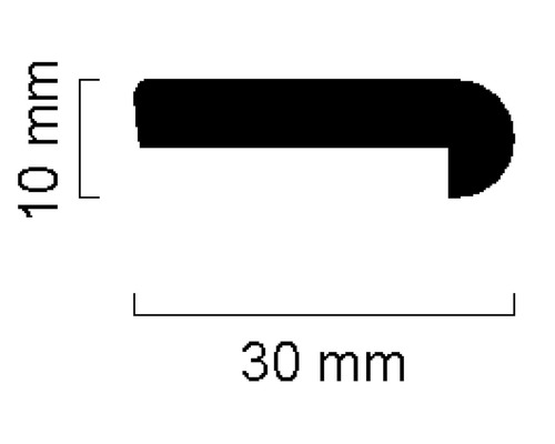 Profil d''un bord d''escalier mesurant 10 millimètres sur 30 millimètres
