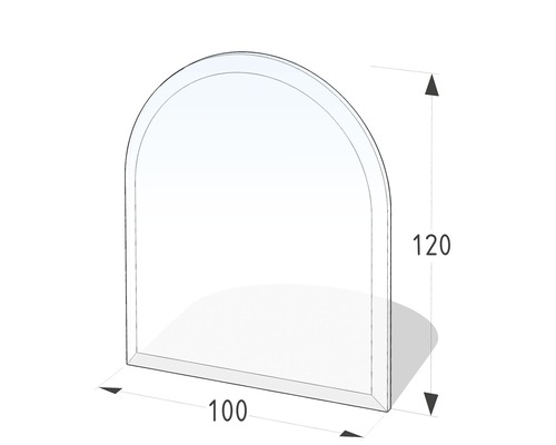 Plaque de cheminée verre semi-circulaire 100x120 cm avec chanfrein 20 mm-0