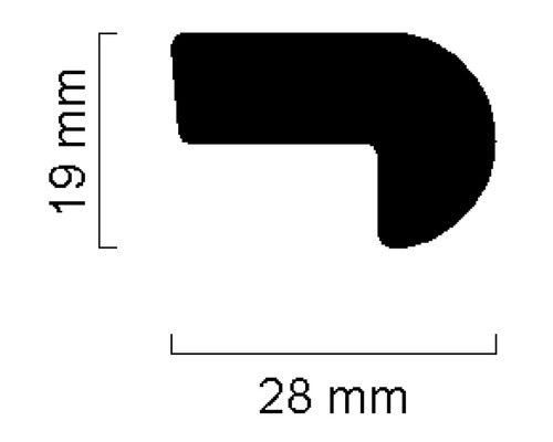 Dimensions d''un profilé d''angle: 19 mm x 28 mm