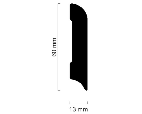 Baguette profilée de 60 mm de haut et 13 mm de large