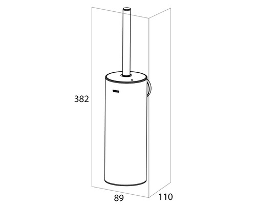 Brosse de toilette avec récipient, dimensions.