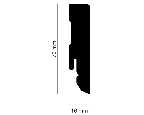 Baguette profilée mesurant 70 mm x 16 mm