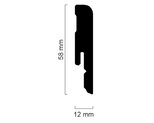 Baguette profilée avec des dimensions de 58 mm de hauteur et 12 mm de largeur