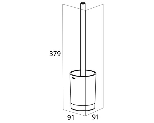 Schéma technique d''une brosse de toilette avec dimensions