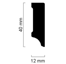 Baguette profilée mesurant 40 mm sur 12 mm