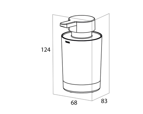 Dessin technique d''un distributeur de savon avec dimensions