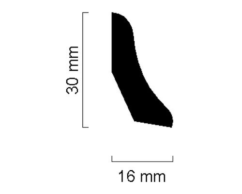 Baguette profilée de dimensions 30 mm x 16 mm