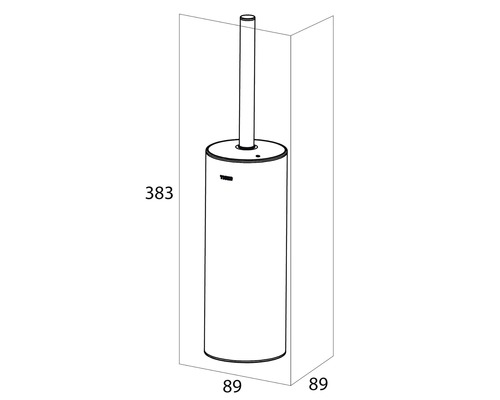 Schéma technique d''une brosse de toilette avec dimensions.