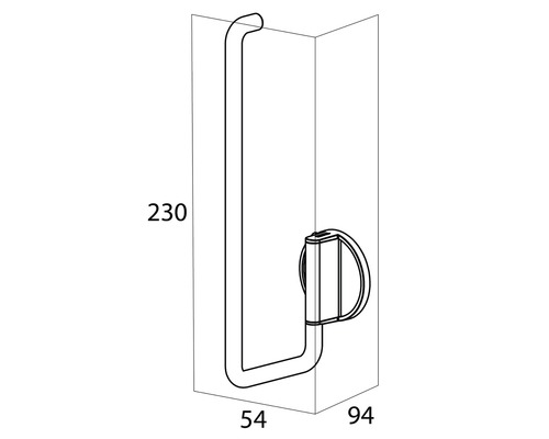 Dessin d''un support de rouleau de papier avec dimensions