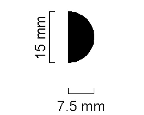 Profil semi-circulaire mesurant 15 mm sur 7,5 mm
