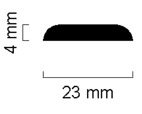 Profilé avec des dimensions de 4 mm de hauteur et 23 mm de largeur