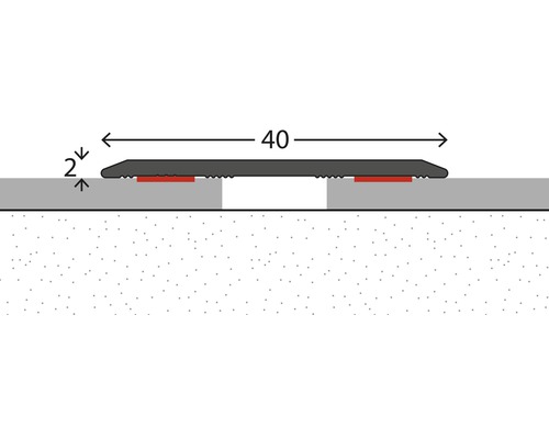 Darstellung eines Übergangsprofils mit den Maßen 40 x 2 cm.