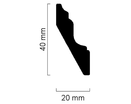 Baguette profilée mesurant 40 mm sur 20 mm