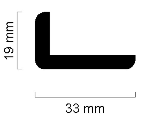 Dimensions d''un profilé d''angle : 19 mm x 33 mm