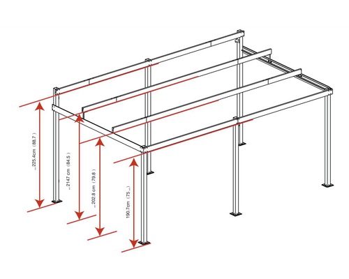 Dessin technique d''un pavillon avec indications de hauteur