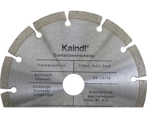 Kaindl Diamanttrennscheibe mit 150 x 2,3 x 22,2 Millimeter Durchmesser für Trockenschnitte