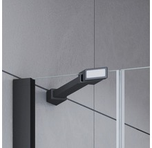 Paroi latérale pour porte pivotante Breuer Panorama 80 cm en verre décoratif gris, profilé couleur noire-thumb-2
