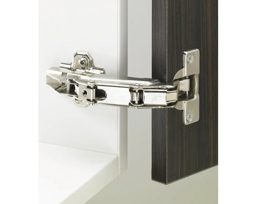 Metallscharnier an einer Schranktür befestigt