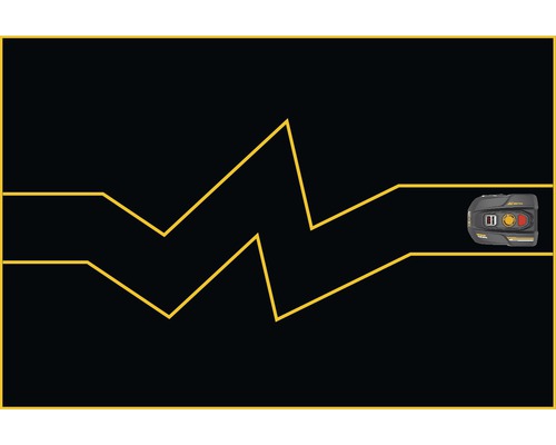 Roboterrasenmäher navigiert durch einen Garten mit Hindernissen