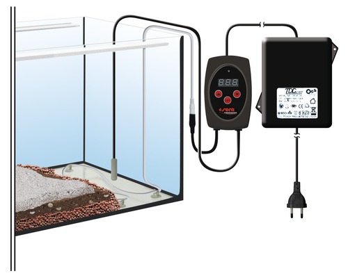 Aquarium mit Bodenheizung und Digitalthermostat