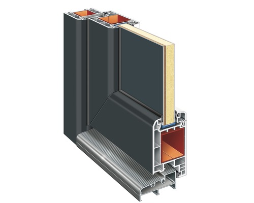 Vue en coupe d''une porte d''entrée avec cadre