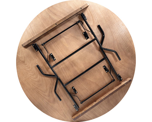 Dessous d''une table ronde avec cadre métallique pliable