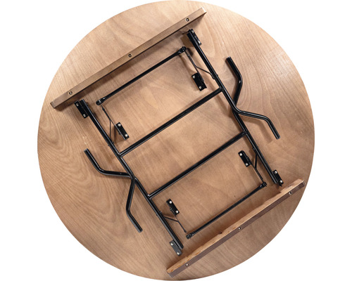 Runde Tischplatte mit montiertem Klappgestell