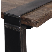 Vue détaillée d''une table avec plateau en bois et cadre en métal