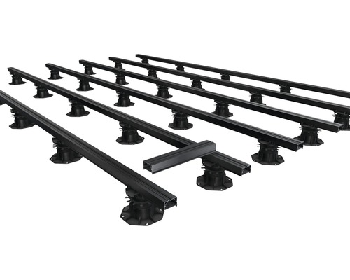 Terrassenunterkonstruktion aus Aluminium mit höhenverstellbaren Füßen