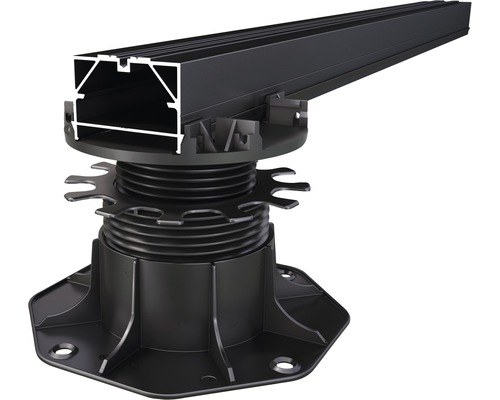 Terrassenlager mit Aluminiumprofil zur Montage von Terrassendielen.