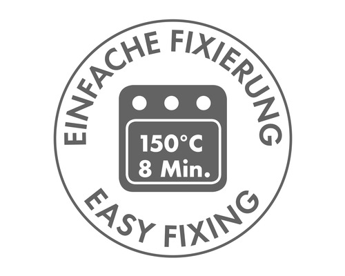 Einfache Fixierung bei 150 Grad Celsius für 8 Minuten