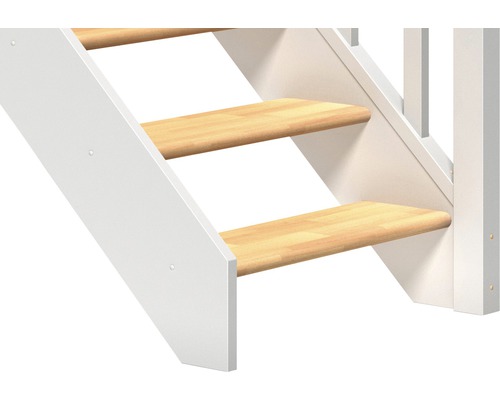 Vue détaillée d''un escalier en bois avec limons blancs