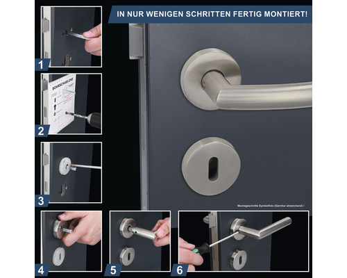 Montageanleitung für eine Türgarnitur mit wenigen Schritten