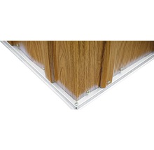 Vue détaillée d''une armoire en bois avec cadre blanc et vis