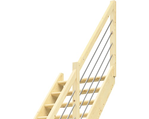 Holztreppe mit Edelstahlgeländer