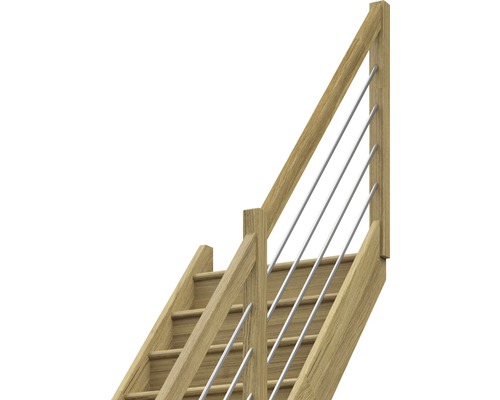 Escalier en bois avec barreaux de garde-corps