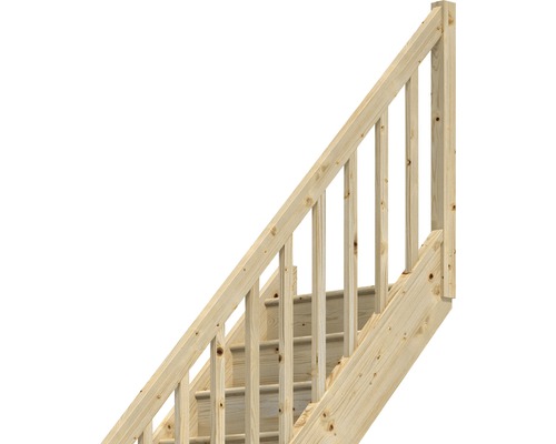 Escalier en bois avec rampe pour l''extérieur