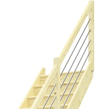 Holztreppe mit Edelstahlgeländer