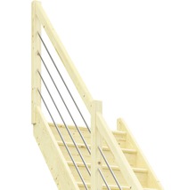 Holztreppe mit Edelstahlgeländer