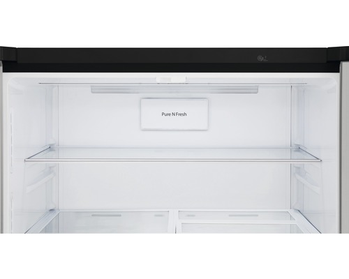 Intérieur d''un réfrigérateur avec étagères en verre et fonction Pure N Fresh