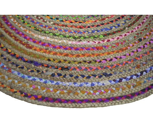 Runder Teppich aus Jute und Stoffresten