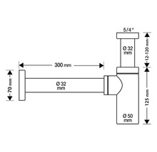 Siphon à tasse Differnz pour lavabo 1 1/4 pouce x 32 mm graphite gun metal brossé(e) 30.414.55-thumb-1