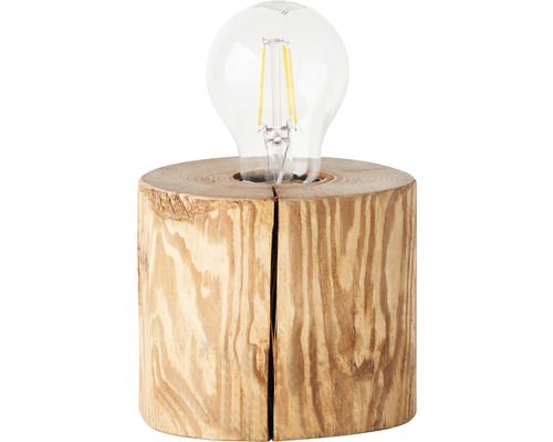 Tischleuchte aus Holz mit Glühbirne