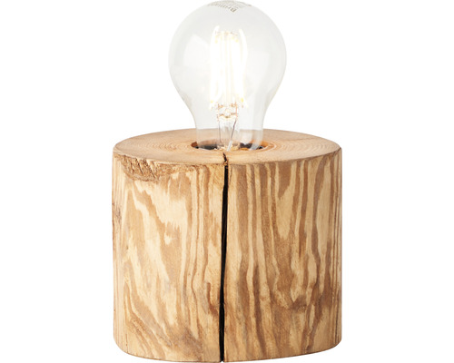 Tischleuchte aus Holz mit Glühbirne
