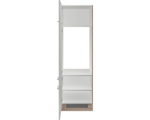 Küchenschrank mit offenen Regalen und einer Tür