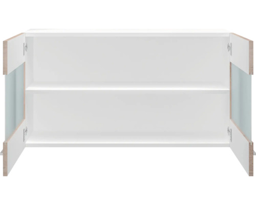 Meuble de salle de bain ouvert avec deux étagères