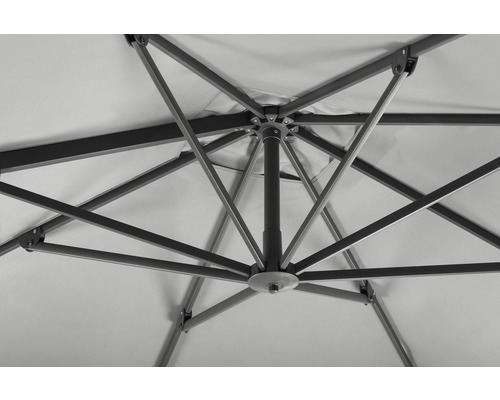 Vue de la structure du parasol avec revêtement