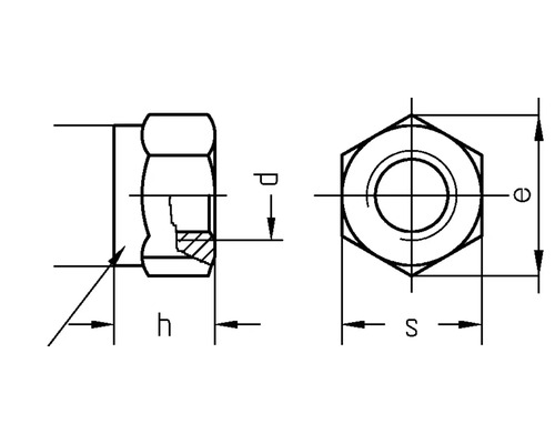 Dessin technique d''un écrou avec indications de dimensions