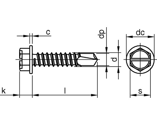 Schéma d''une vis avec indications de dimensions